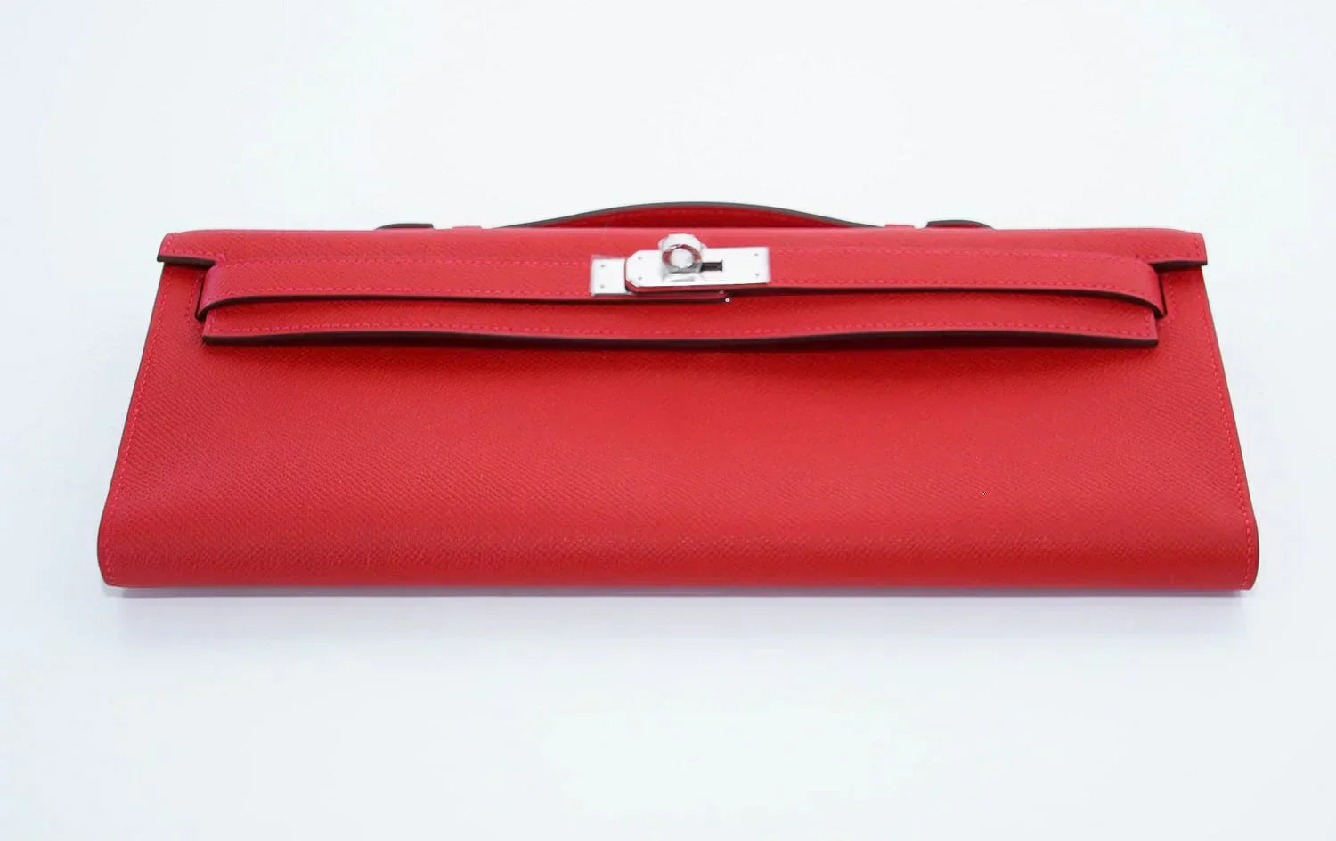 Kelly Cut Bag Clutch Rouge Casaque Epsom Palladium