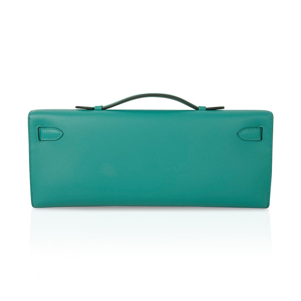 Kelly Cut Vert Verone Clutch Bag Swift Palladium