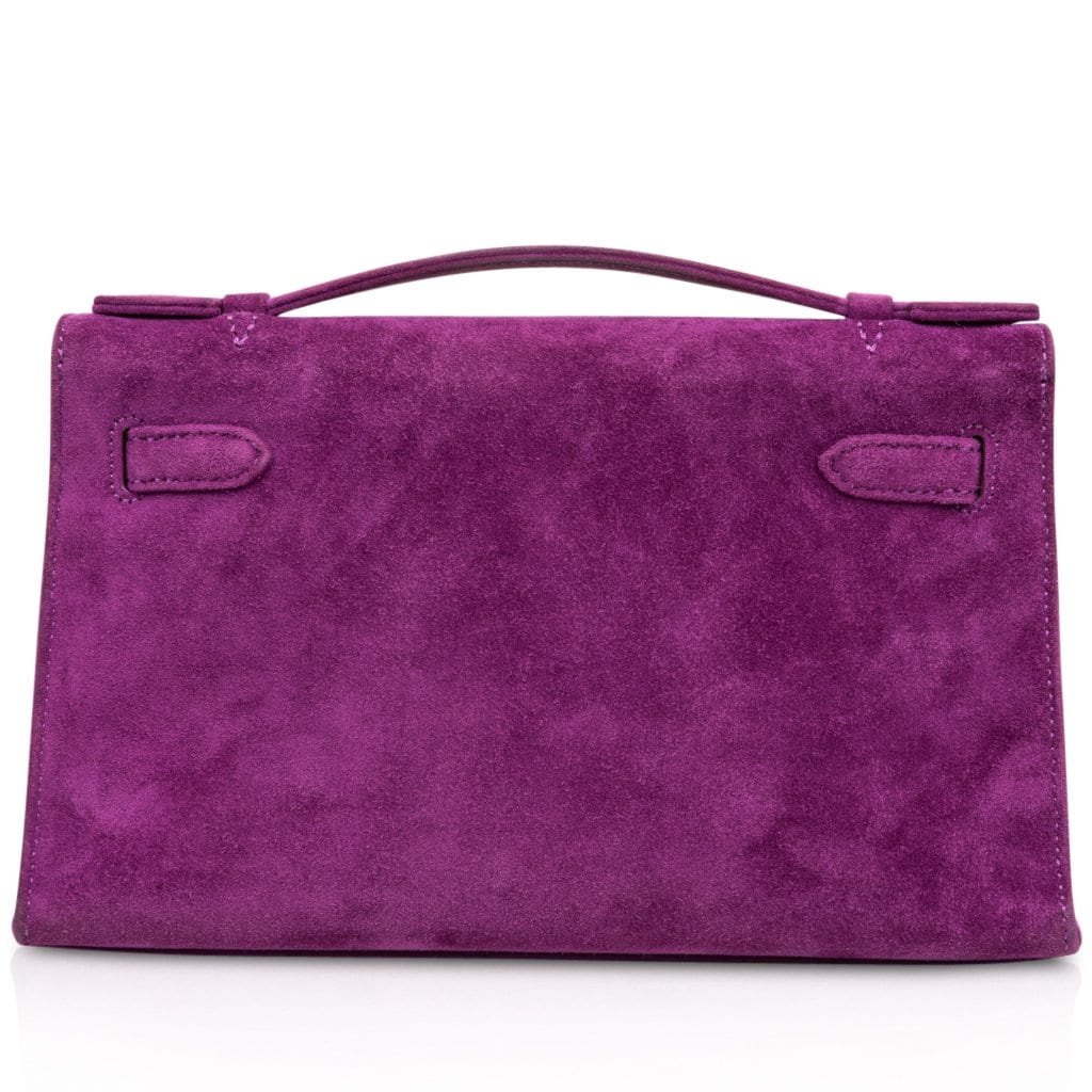 Kelly Pochette Doblis (Suede) Violet Purple Clutch Bag Gold