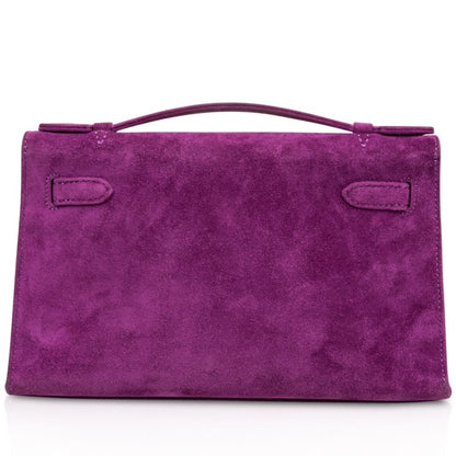 Kelly Pochette Doblis (Suede) Violet Purple Clutch Bag Gold