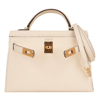 Mini Kelly 20 Bag Sellier Nata Epsom with Gold Hardware