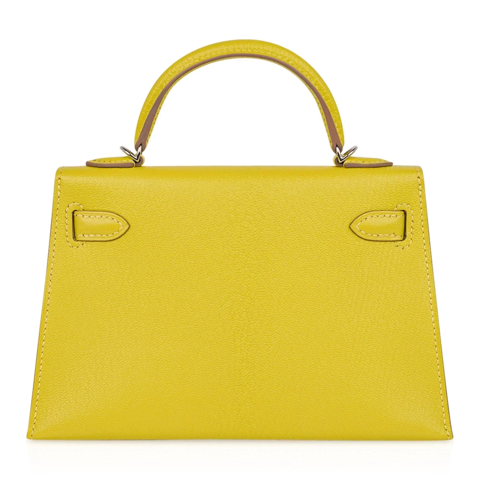 Kelly 20 Mini Sellier Bag Lime Chevre Leather Palladium New w/Box