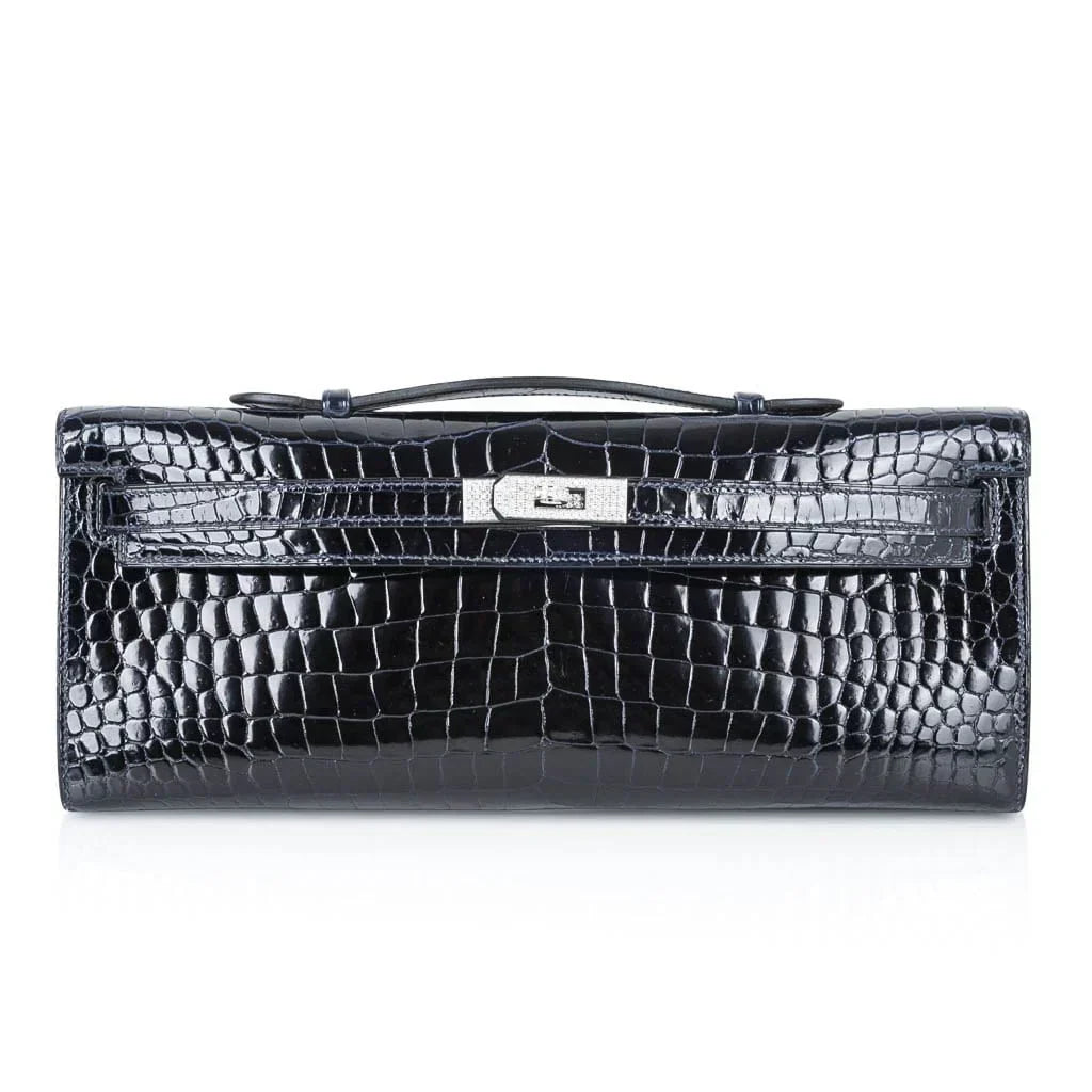 Kelly Cut Diamond Blue Marine Crocodile Bag Exquisite Clutch