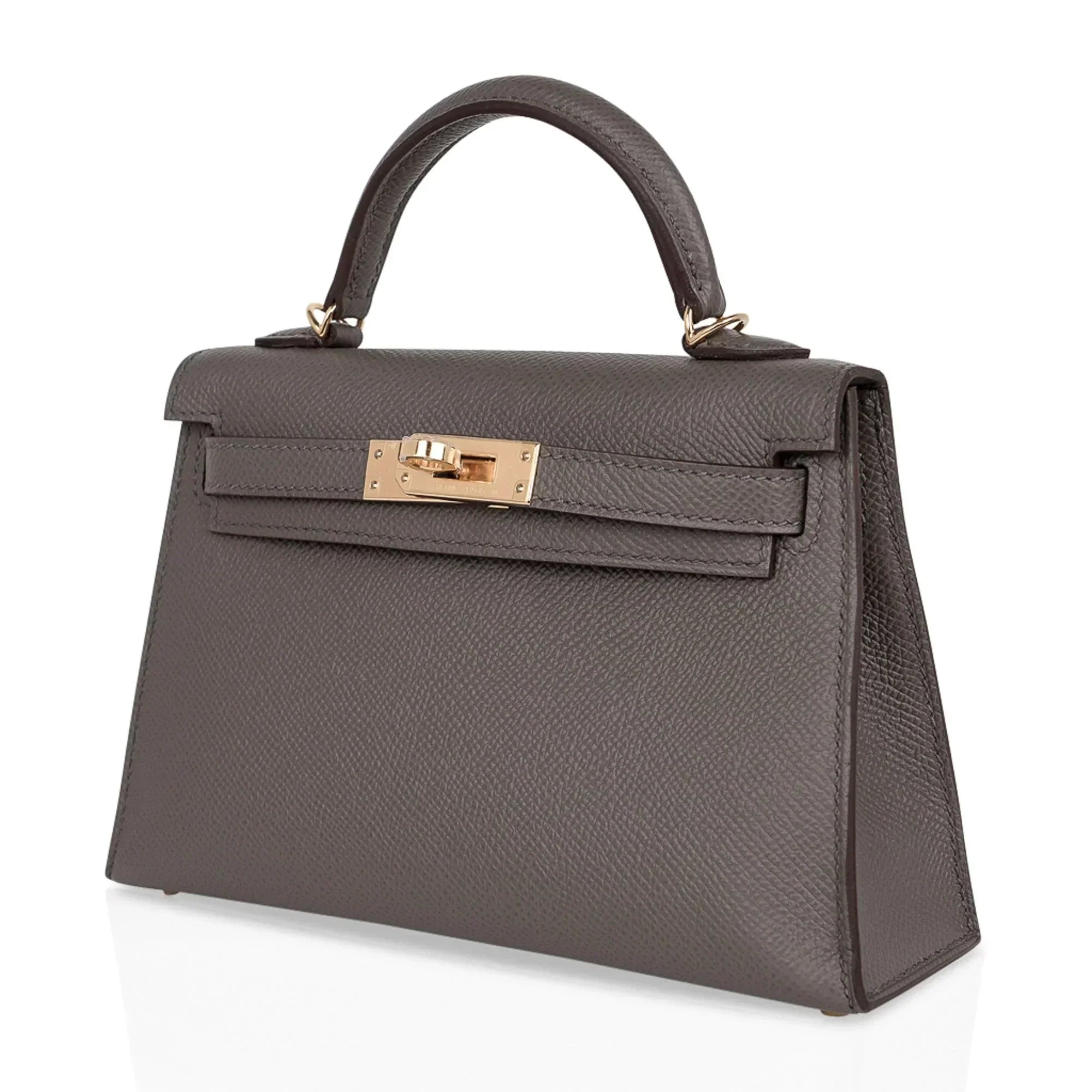 Kelly 20 Mini Sellier Bag Etain Epsom Leather Gold Hardware New w/Box