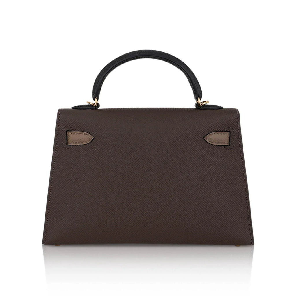 Special Order HSS Mini Kelly 20 Sellier Bag Ecorce Etoupe and Black with Gold Hardware