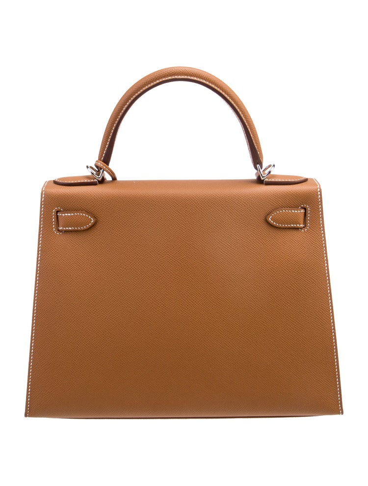 Kelly II Sellier Palm-Grained Epsom Leatheri Palladium Hardware