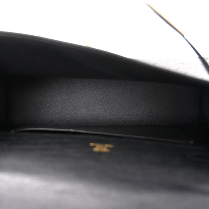 Kelly Pochette Black Ostrich Clutch Gold Hardware