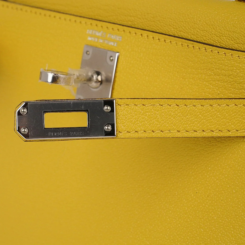 Verso Mini Kelly 20 Bag Sellier Jaune de Naples & Gold Chevre Leather with Palladium Hardware