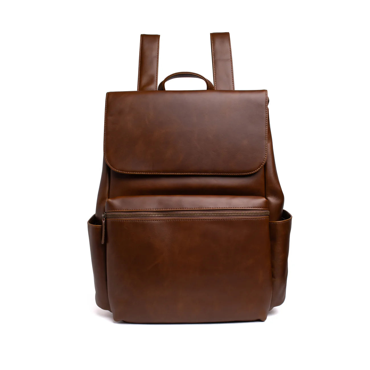 Vintage Leather Multi-Pocket Backpack