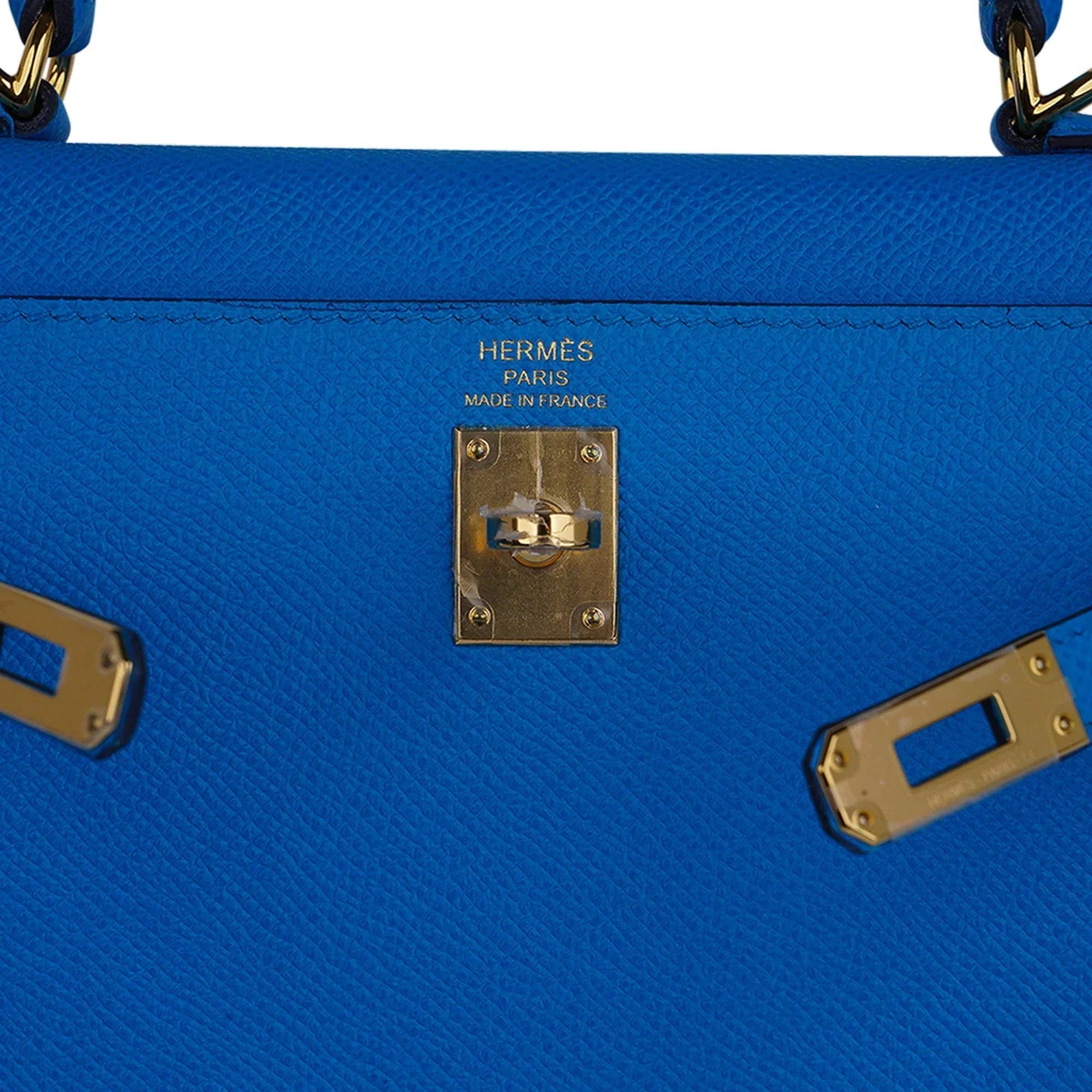 Kelly 25 Sellier Bag Blue Frida Epsom Leather with Gold Hardware