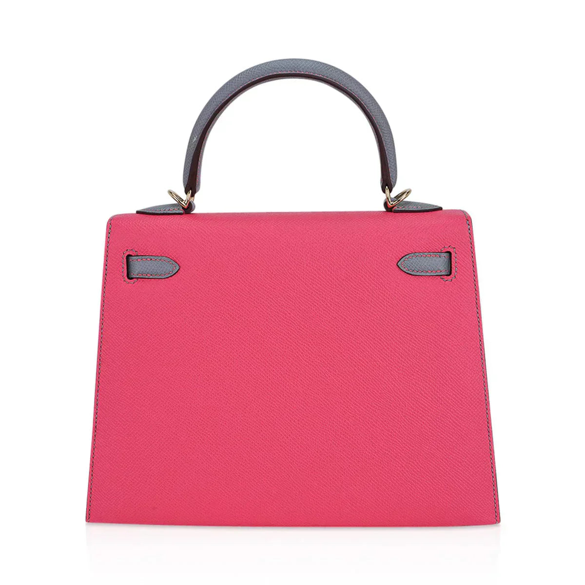 Kelly Sellier 25 HSS Bag Rose Azalee/Gris Mouette Leather Permabrass