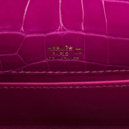 Kelly Pochette Clutch Bag Rose Scheherazade Pink Alligator Gold Hardware