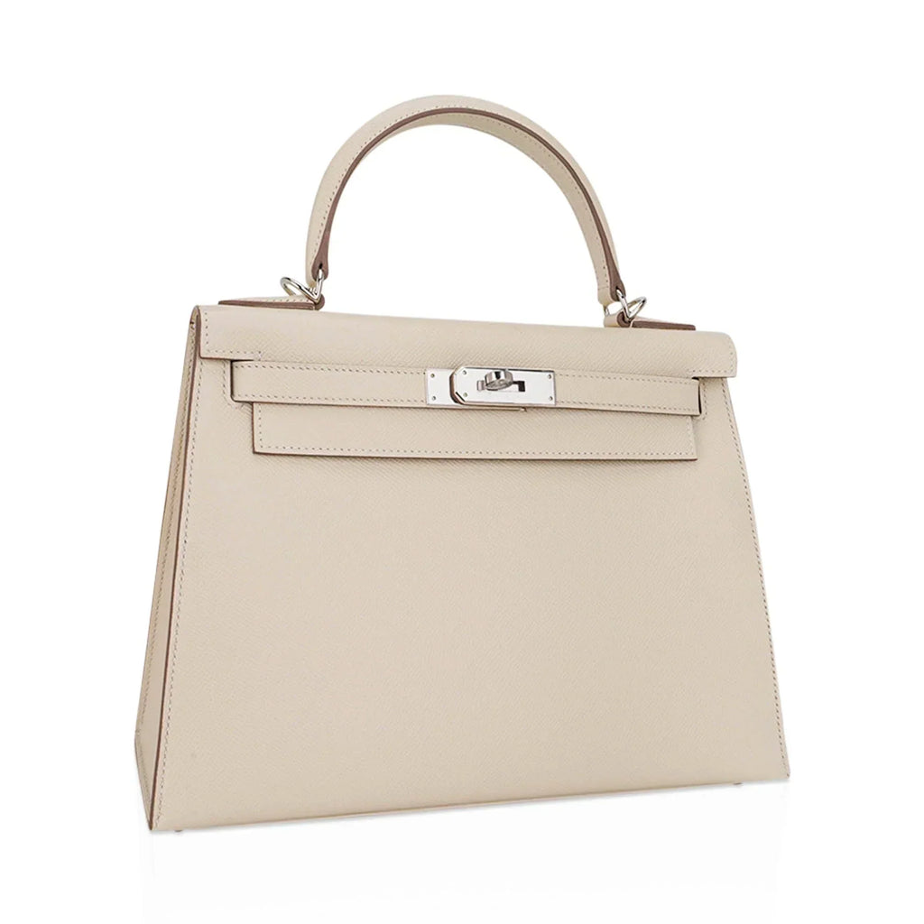 Kelly 28 Bag Sellier Craie Epsom Leather with Palladium Hardware