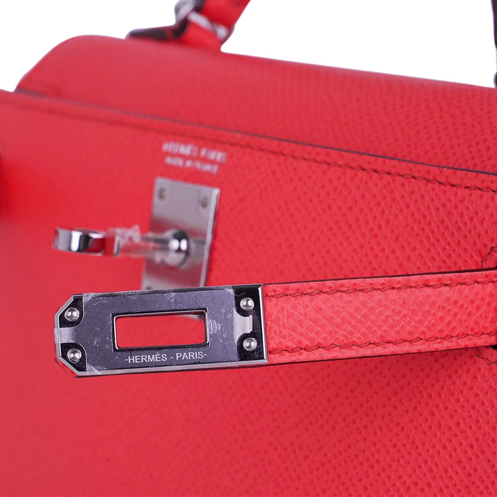Mini Kelly 20 Bag Sellier Rose Texas Epsom with Palladium Hardware