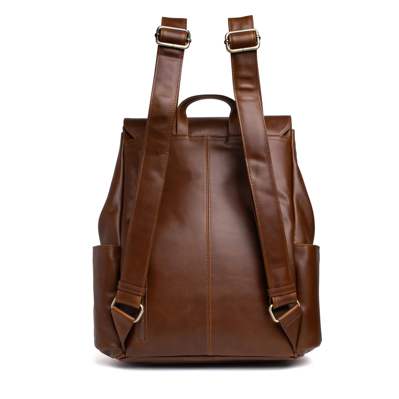 Vintage Leather Multi-Pocket Backpack