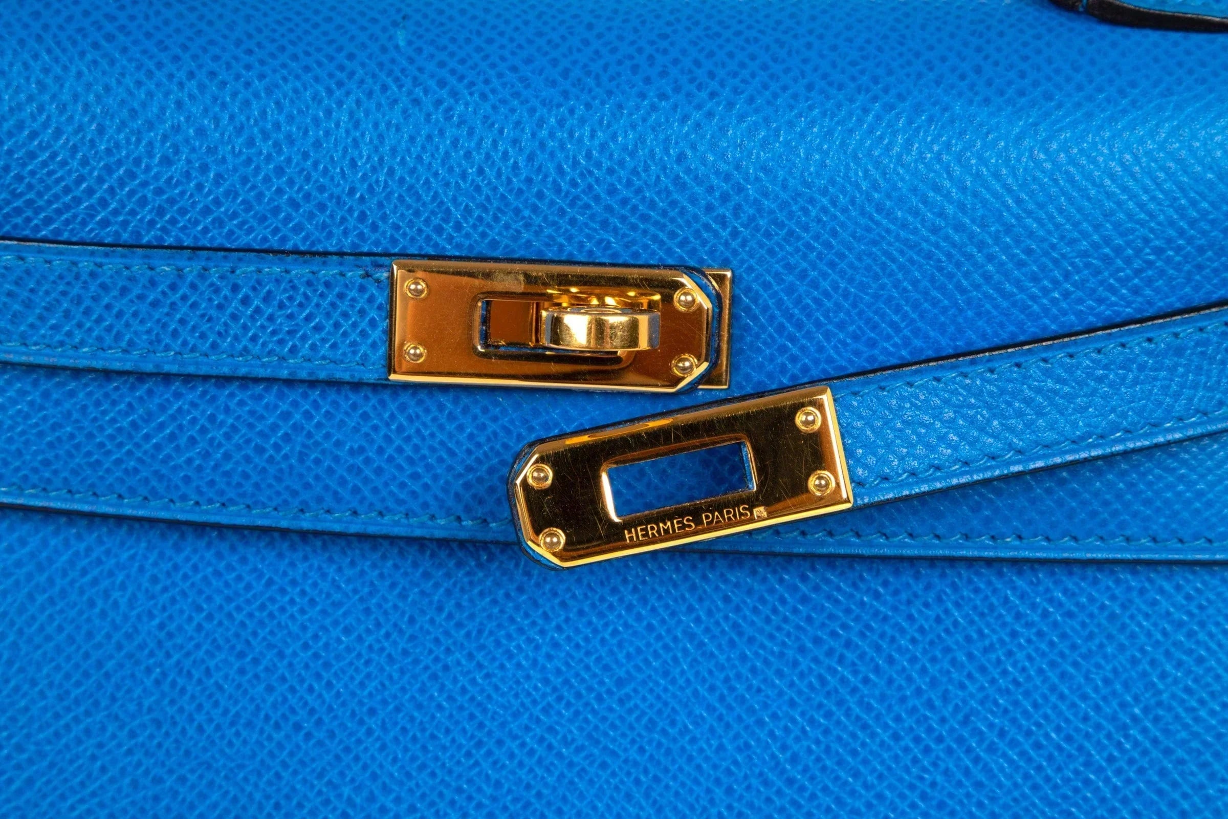 Vintage Kelly 20 Sellier Mini Blue de France Courchevel Gold Hardware