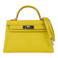 Kelly 20 Mini Sellier Bag Lime Chevre Leather Palladium