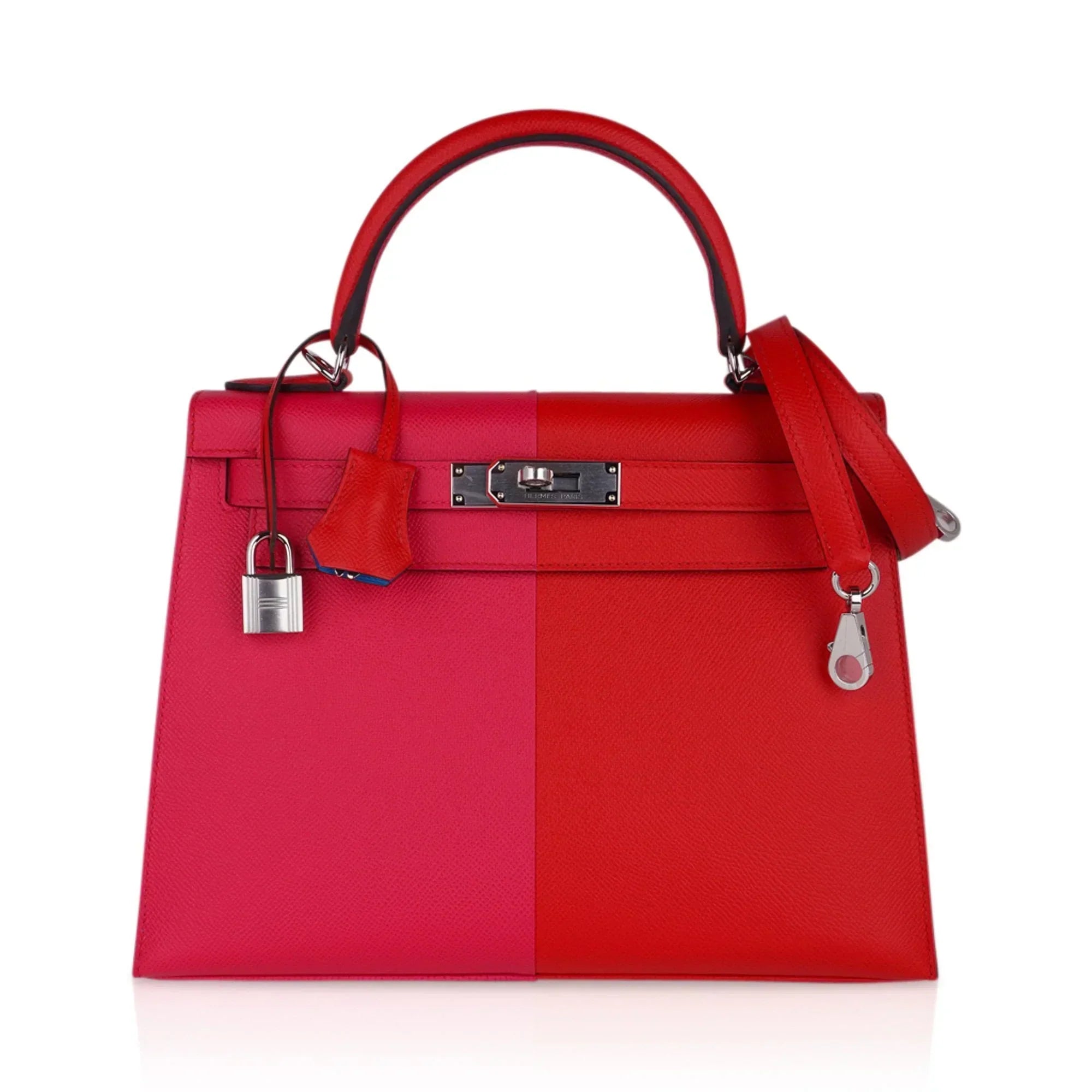 Kelly 28 Casaque Sellier Bag Rouge de Coeur/Rose Extreme Limited Edition
