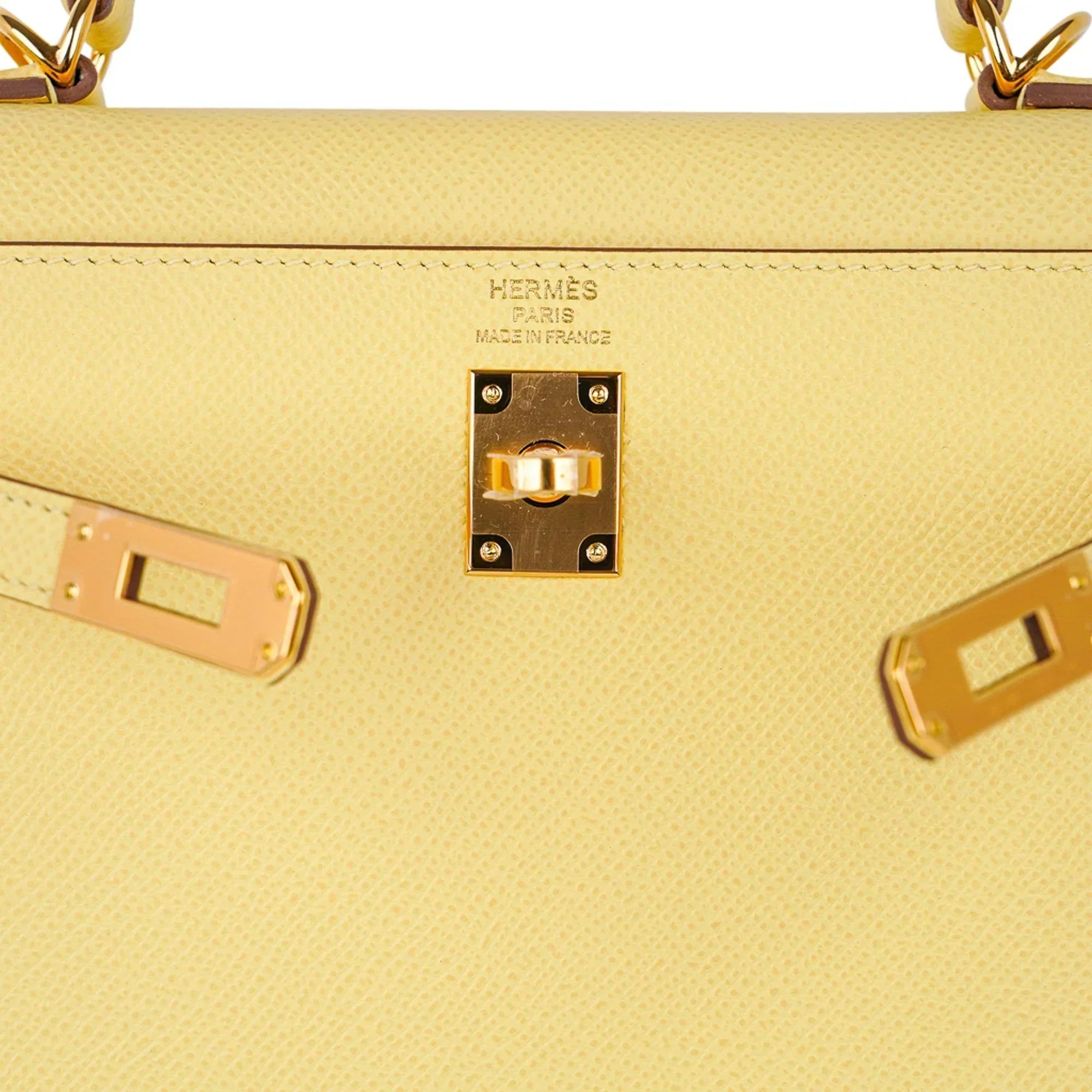Kelly 25 Bag Jaune Poussin Epsom Gold Hardware