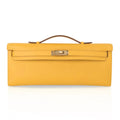 Kelly Cut Bag Jaune Ambre Clutch Swift Gold Hardware New