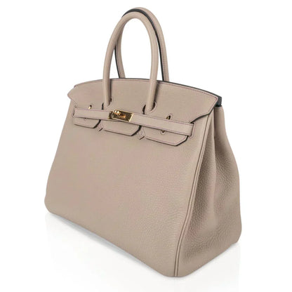 HSS Tri-Color Birkin 35 Gris Tourterelle Blue Paon & Purple Stitching Special Order Bag