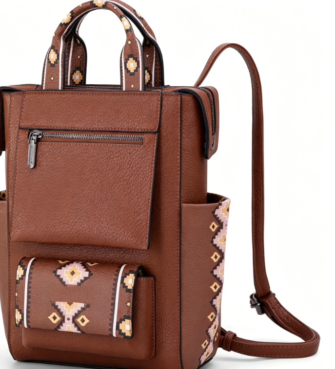 Western-Inspired Aztec Print Convertible Backpack