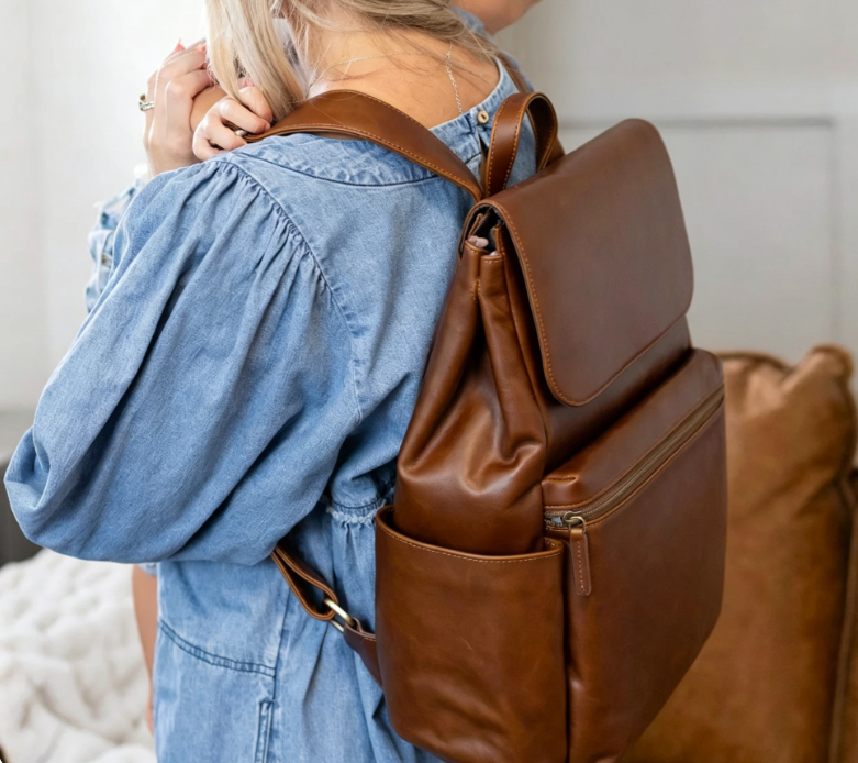 Vintage Leather Multi-Pocket Backpack