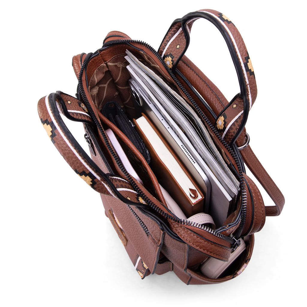 Western-Inspired Aztec Print Convertible Backpack