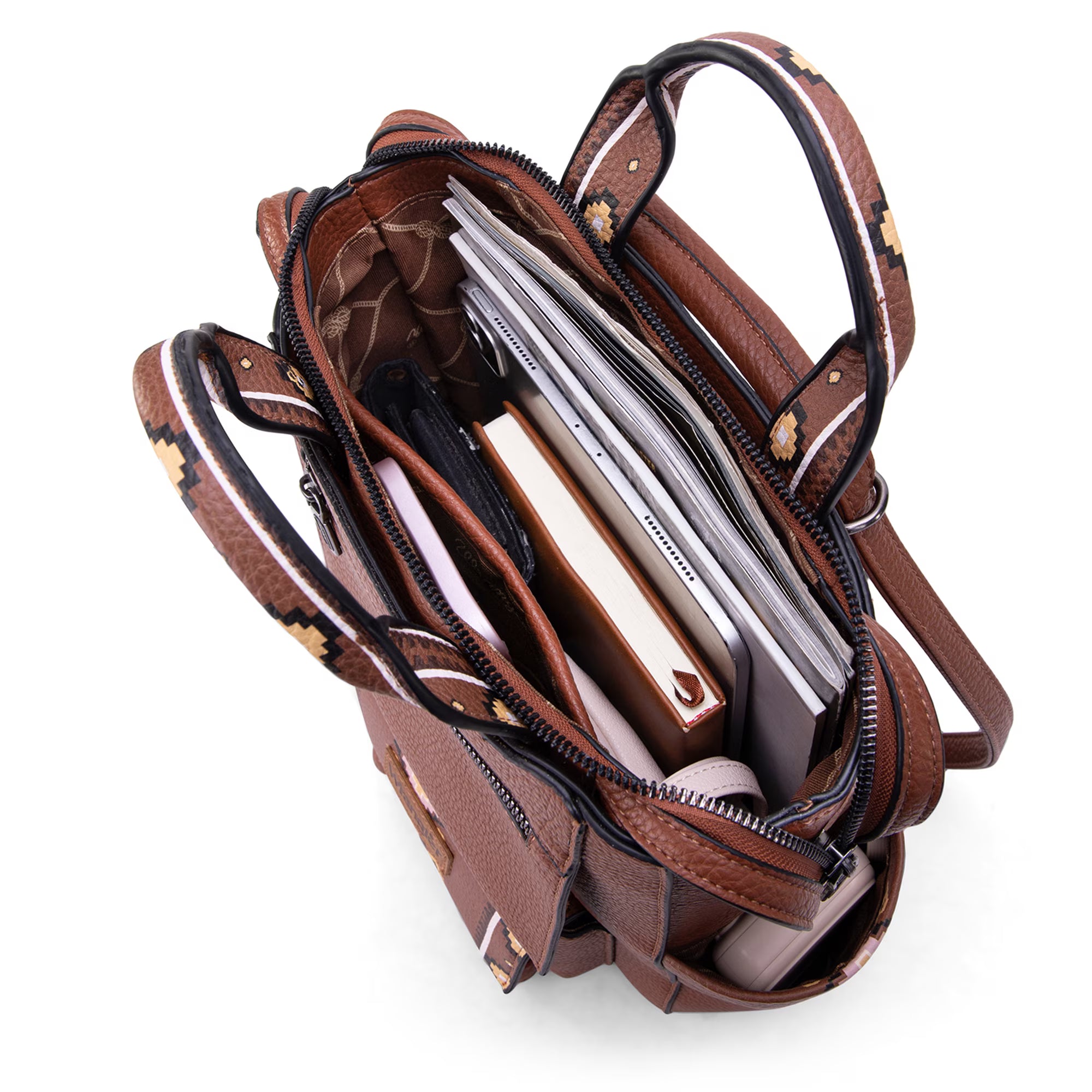 Western-Inspired Aztec Print Convertible Backpack