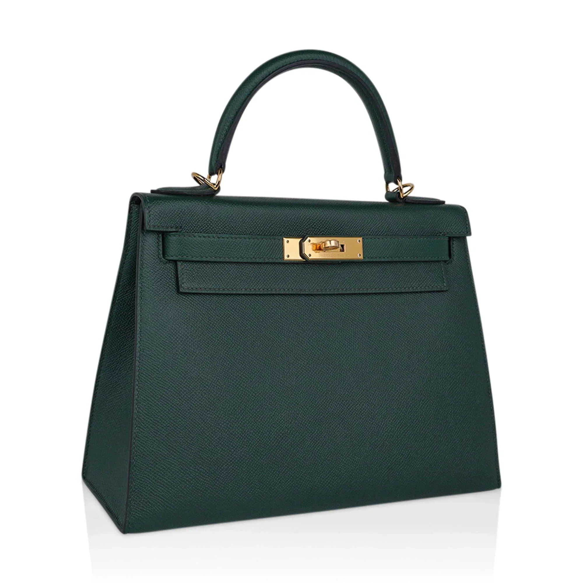 Kelly Sellier 28 Bag Vert Anglais Epsom Leather with Gold Hardware