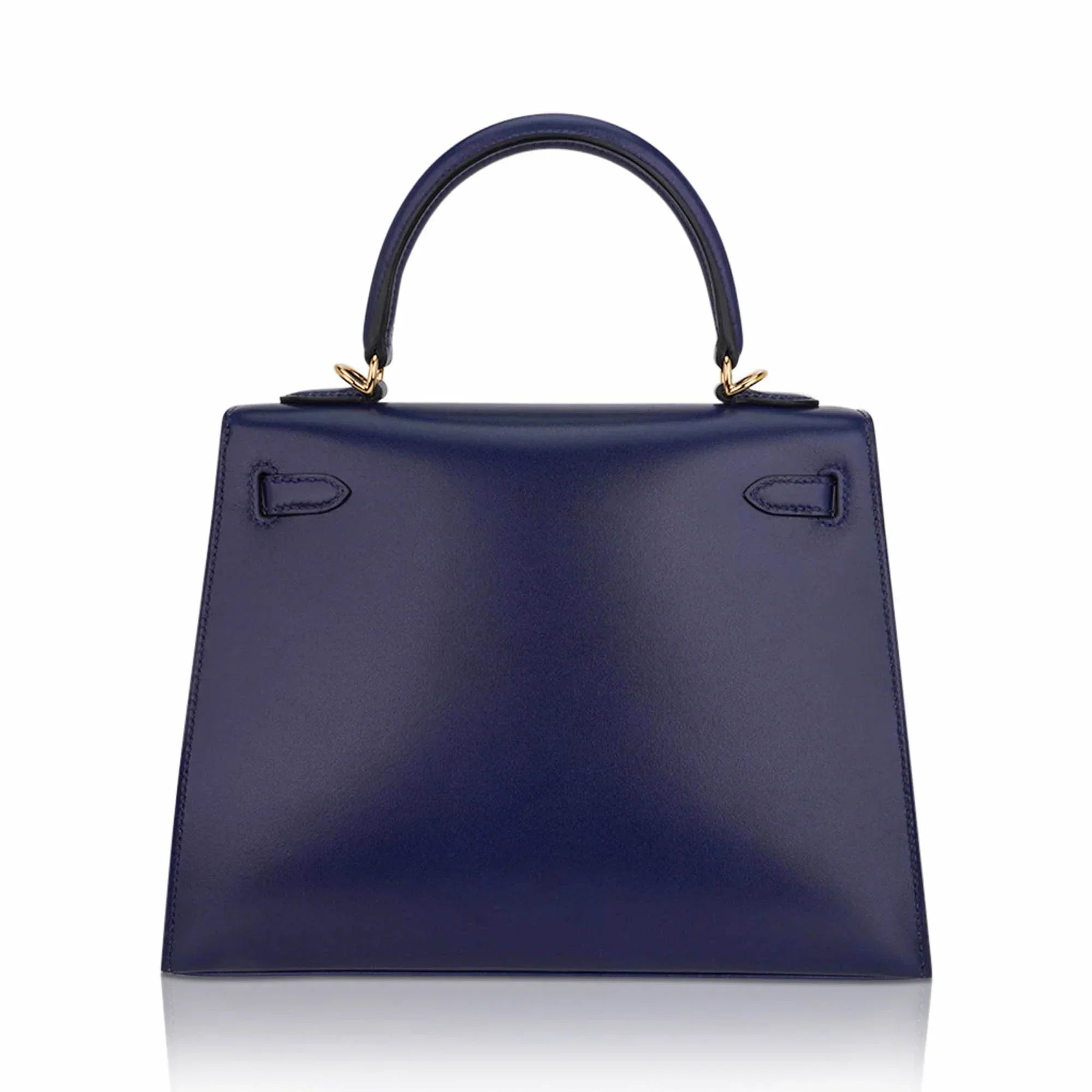 Kelly Sellier 25 Bag Blue Sapphire Box Leather with Gold Hardware
