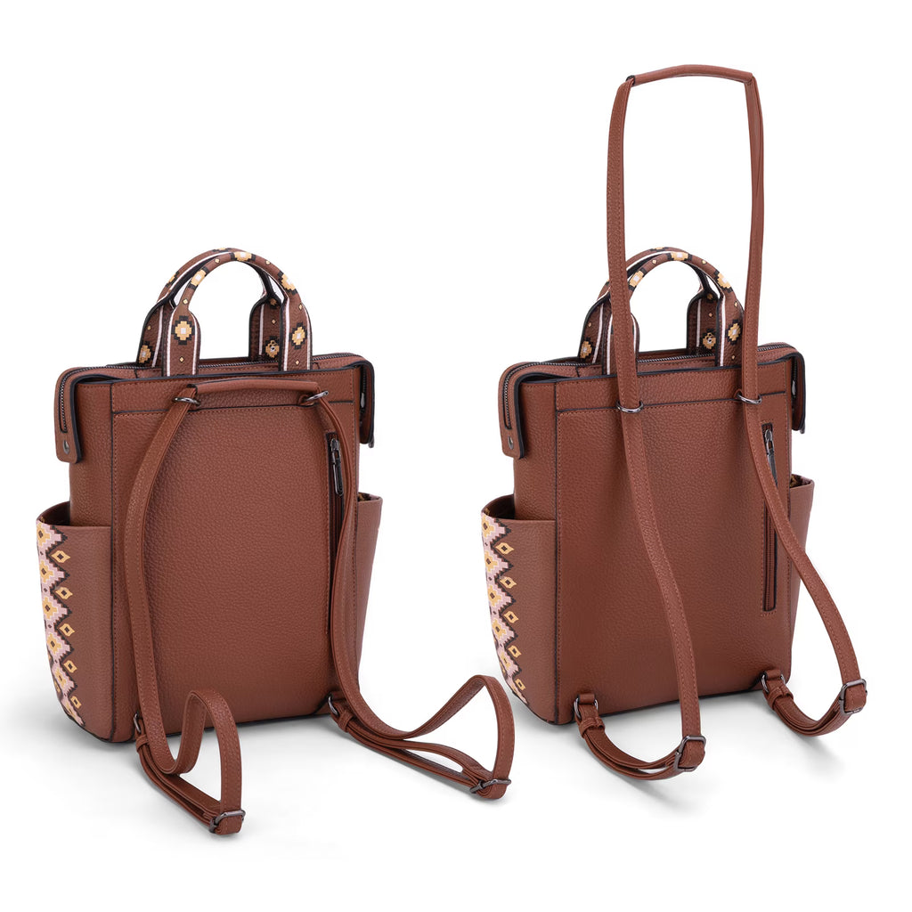 Western-Inspired Aztec Print Convertible Backpack