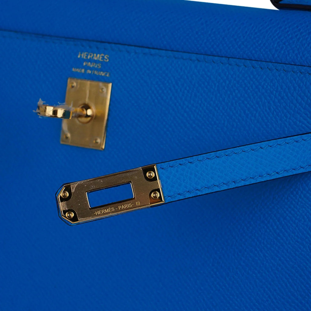 Kelly 25 Sellier Bag Blue Frida Epsom Leather with Gold Hardware