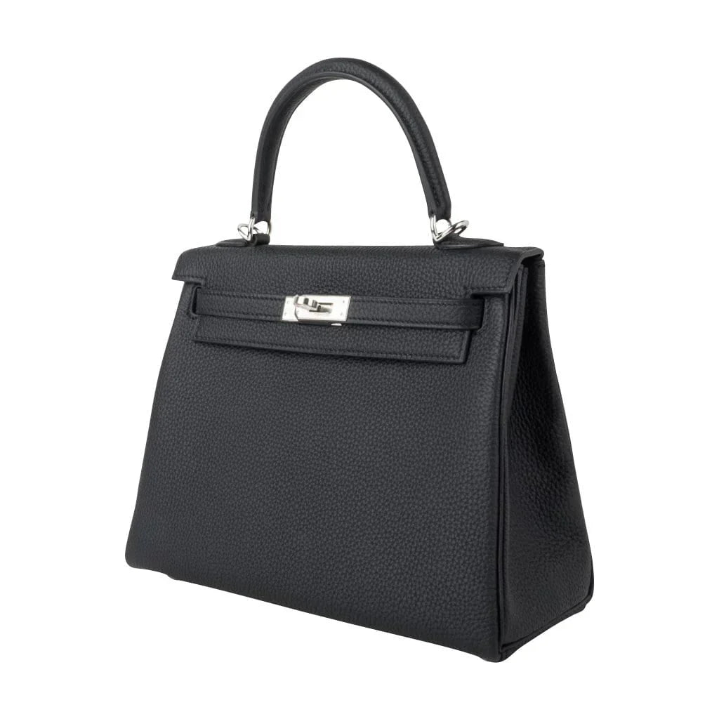 Kelly 25 Bag Black Togo Palladium Hardware (Retourne)