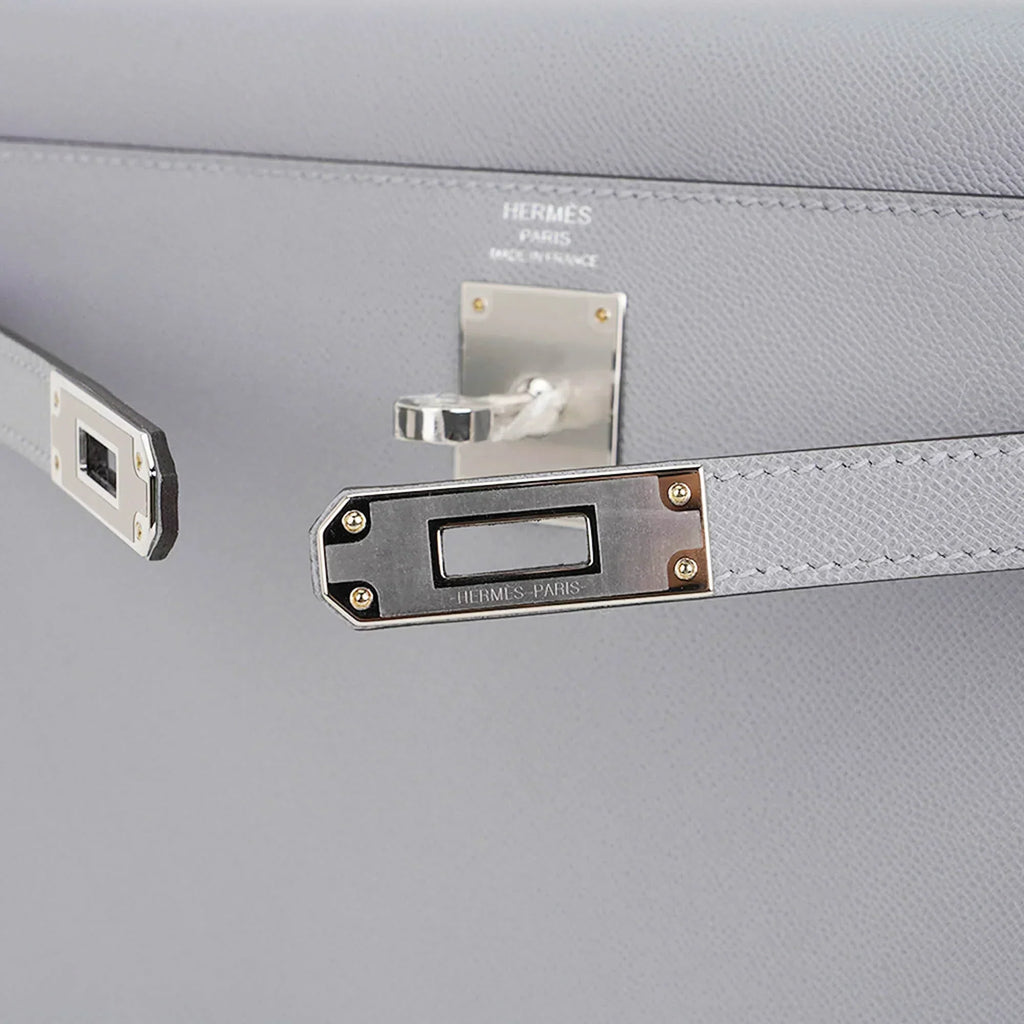 Kelly Elan Gris Pantin Veau Madame Leather with Palladium Hardware