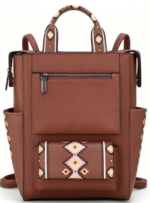 Western-Inspired Aztec Print Convertible Backpack