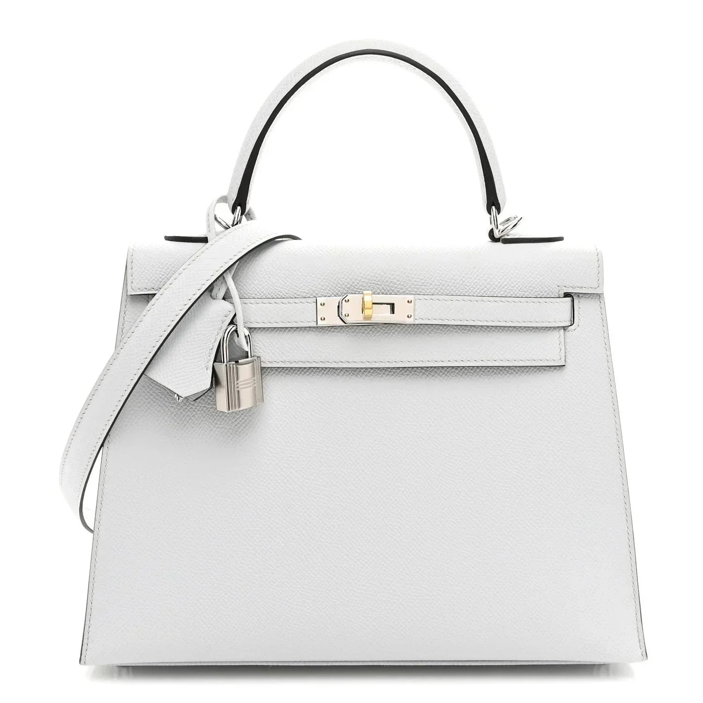 Kelly Sellier Gris Pantin Palm-Grained Leather Palladium Hardware