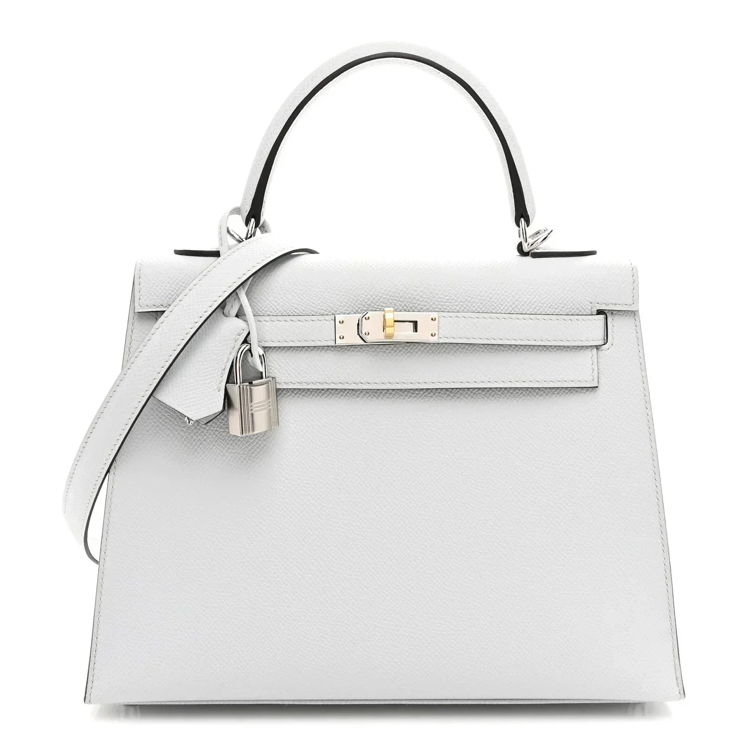 Kelly Sellier Gris Pantin Palm-Grained Leather Palladium Hardware
