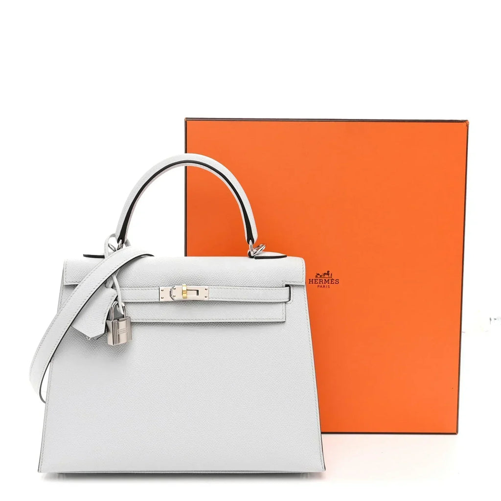 Kelly Sellier Gris Pantin Palm-Grained Leather Palladium Hardware