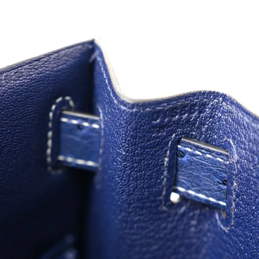 Kelly 25 Bleu Iris Sellier Ostrich Gold Hardware