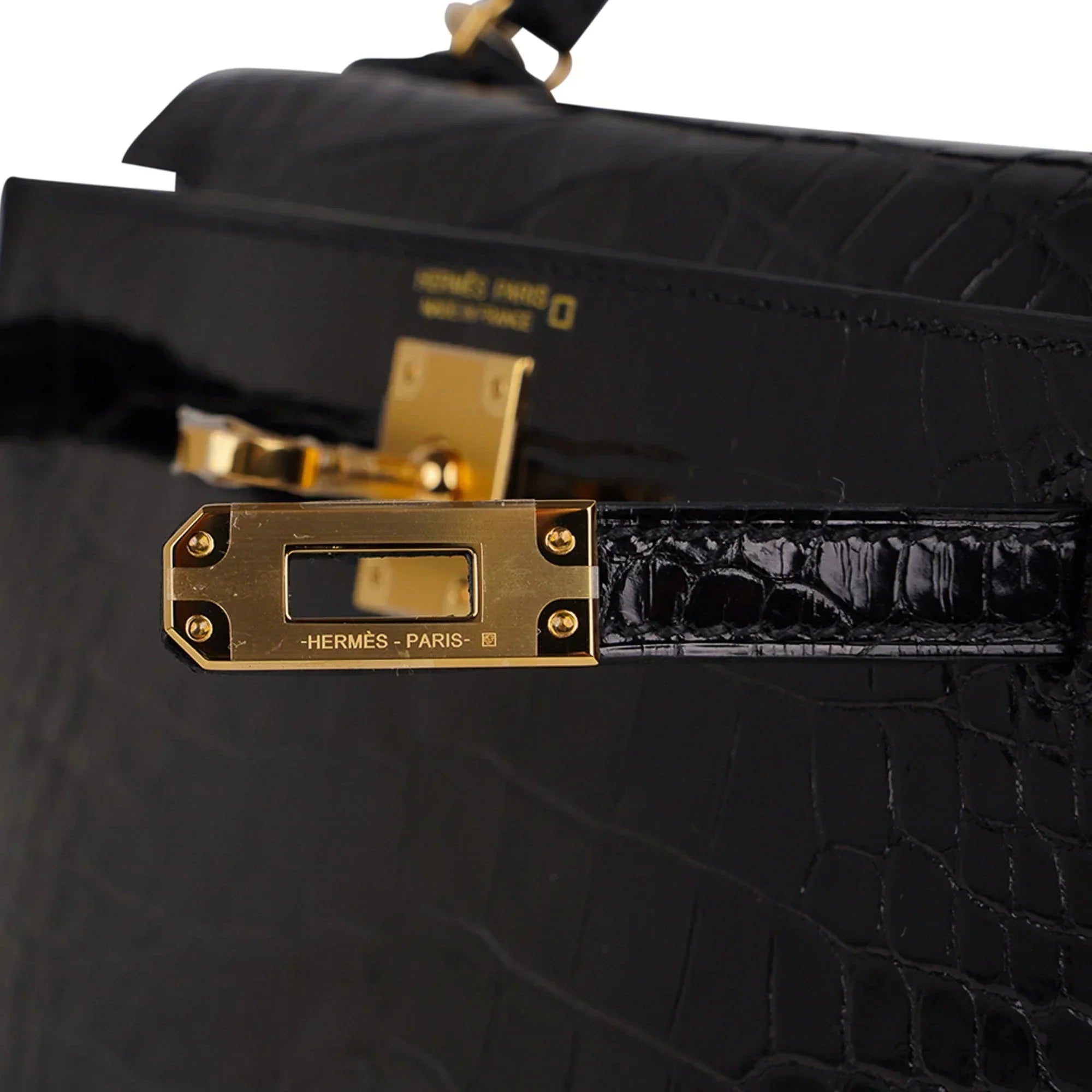 Kelly 20 Mini Sellier Bag Black Alligator Gold Hardware