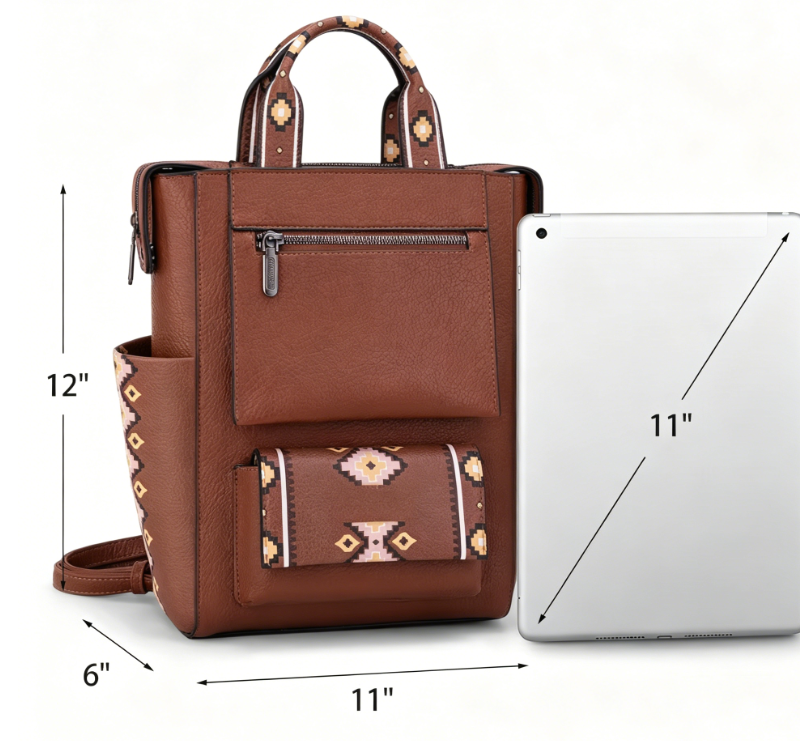 Western-Inspired Aztec Print Convertible Backpack