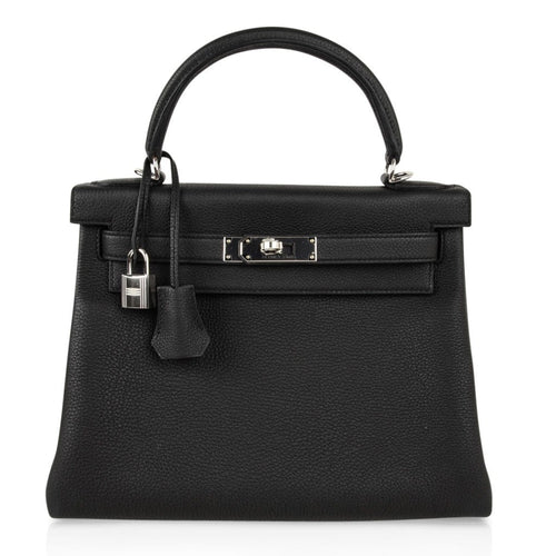Kelly 28 Bag Black Retourne Togo Palladium Hardware