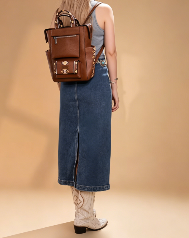 Western-Inspired Aztec Print Convertible Backpack