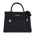 Kelly 35 Bag Black Retourne Togo Palladium Hardware New