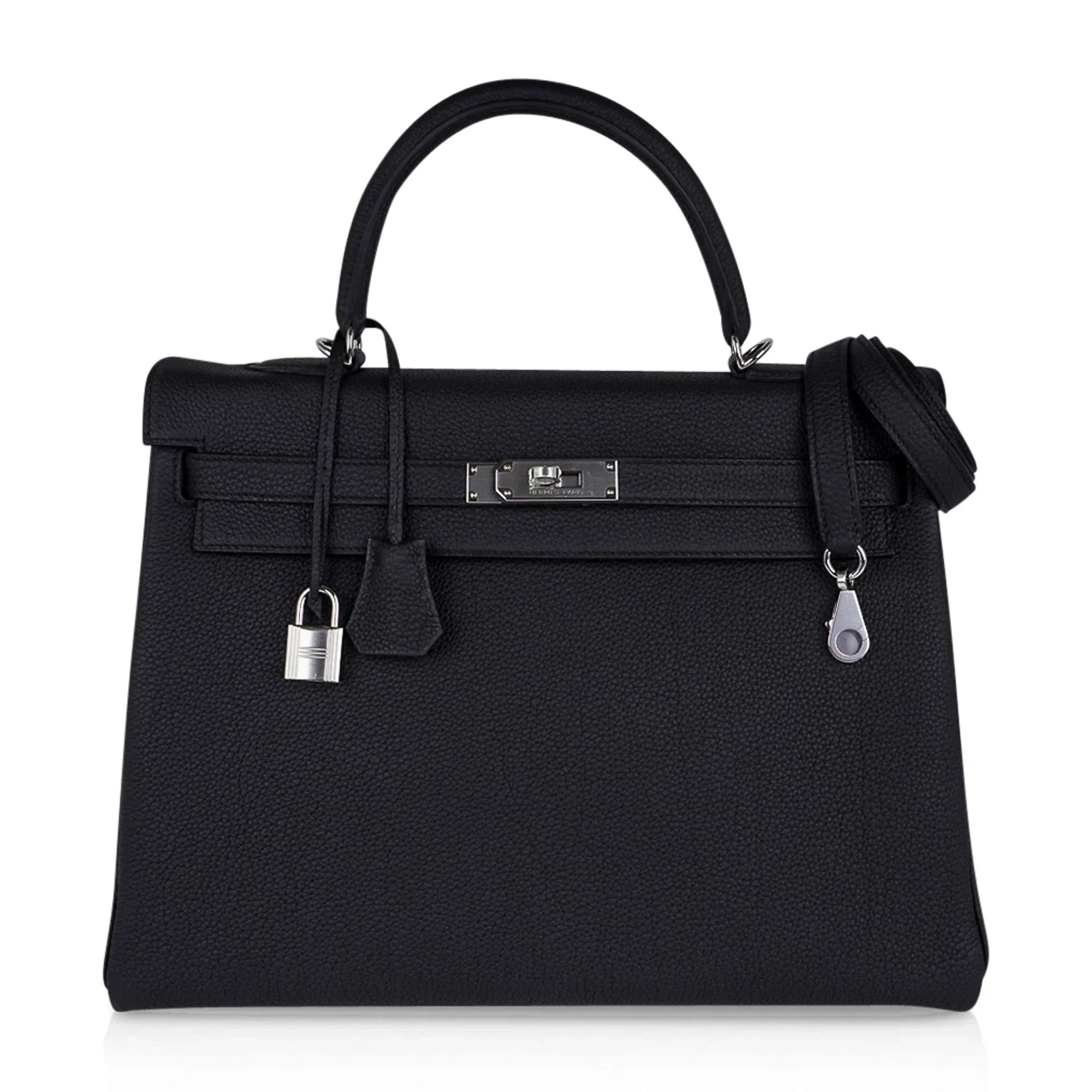 Kelly 35 Bag Black Retourne Togo Palladium Hardware New