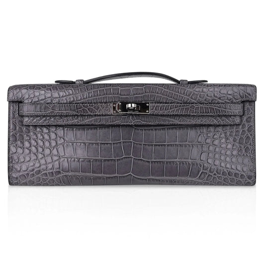 Kelly Cut Bag Gris Paris Grey Matte Alligator Palladium VERY rare