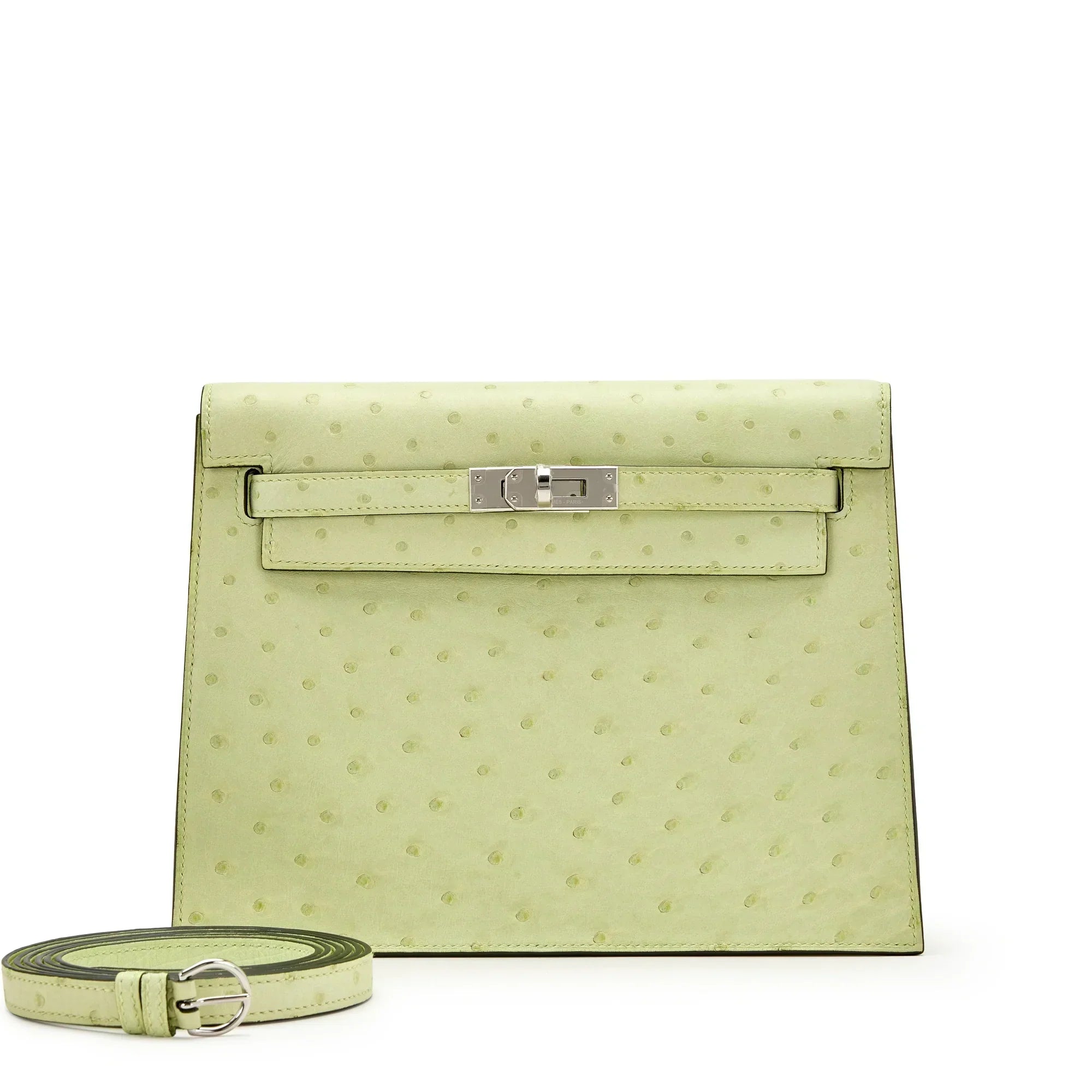 Jaune Bourgeon Ostrich Kelly Danse II Palladium Hardware