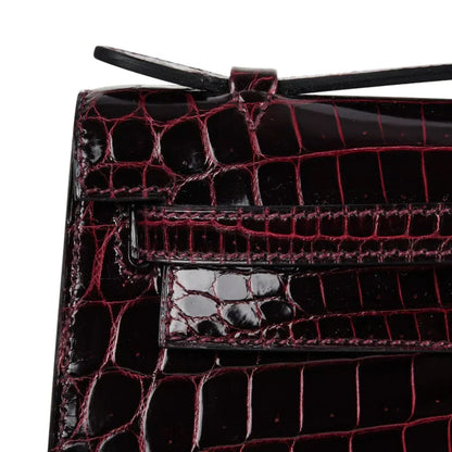 Kelly Pochette Clutch Bag Bordeaux Crocodile Jewel Toned Palladium