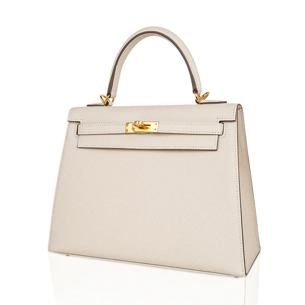 Kelly 25 Sellier Bag Craie Epsom Leather with Gold Hardware